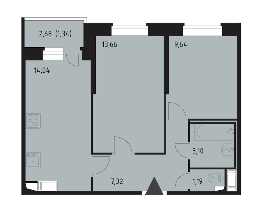 Двухкомнатная квартира в СПб Реновация: площадь 49.7 м2 , этаж: 23 – купить в Санкт-Петербурге